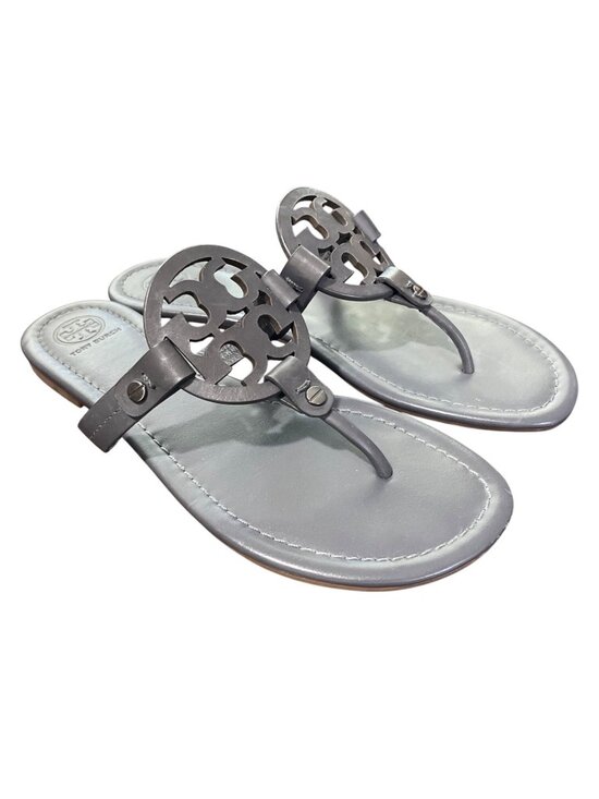 Tory Burch Shoes - Tory Burch Womens Size 8 Miller Leather Thong Sandals Malta Grey Slip-On EUC